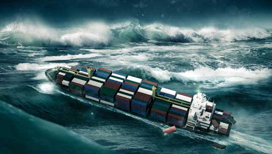 Container ship caught in a storm. Image: Getty Images Image:Container ship caught in a storm. Image: Getty Images