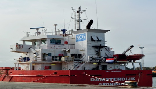 The Damsterdijk after the fatal accident in the port of Ipswich. Image: Dutch Safety Board Image:The Damsterdijk after the fatal accident in the port of Ipswich. Image: Dutch Safety Board