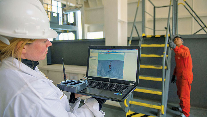Motion tracking a seafarer at work to investigate their activity levels while at sea
Image:Motion tracking a seafarer at work to investigate their activity levels while at sea