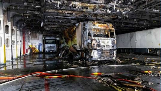 Blackouts caused by the fire left the ship with no fire pumps to provide water for firefighting. Images: DMAIB Image:Blackouts caused by the fire left the ship with no fire pumps to provide water for firefighting. Images: DMAIB