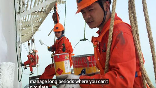 Clip from the video: helping crew deal with coronavirus quarantine Image:Clip from the video: helping crew deal with coronavirus quarantine