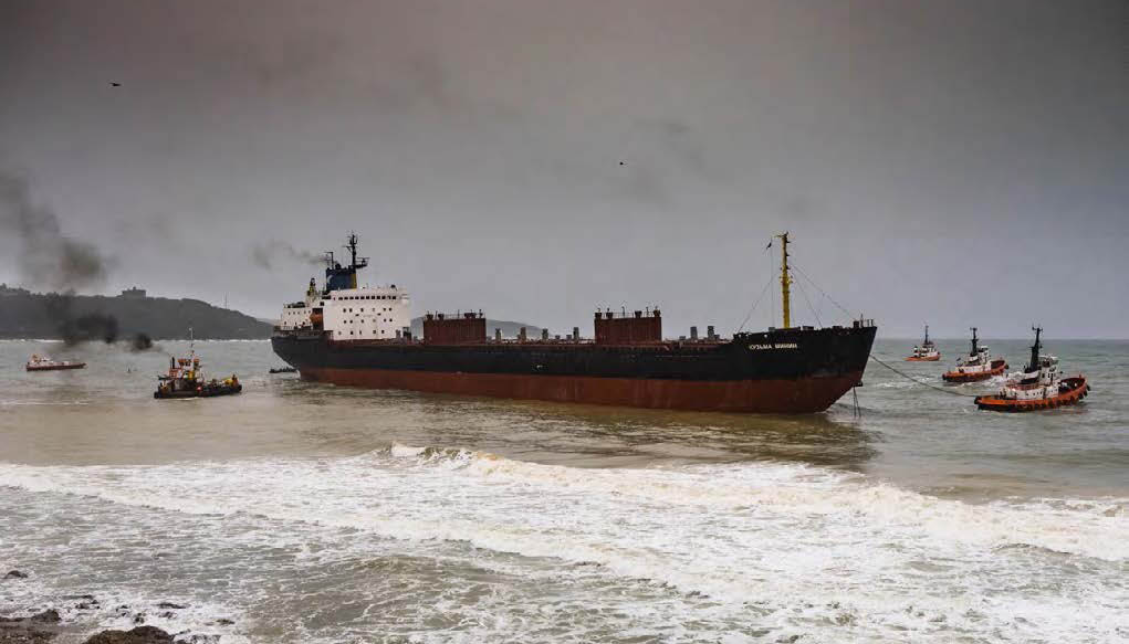 Kuzma Minin being refloated. Credit MAIB Image:Kuzma Minin being refloated. Credit MAIB