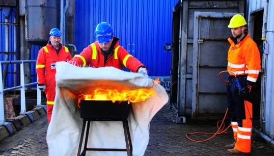 Seafarers undertaking fire safety training. Image: Danny Cornelissen Image:Seafarers undertaking fire safety training. Image: Danny Cornelissen