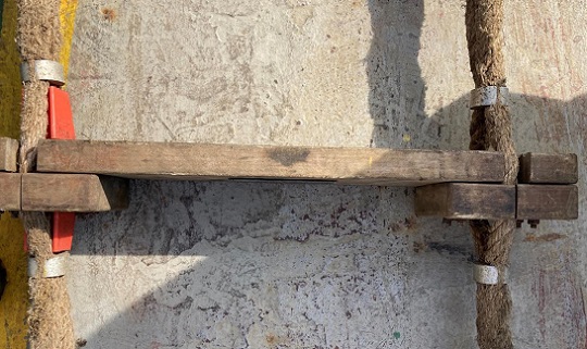 The step the pilot was standing on when he fell was a replacement, thicker than the others, which slightly altered the distance between the steps. Image: French accident investigation body BEAmer Image:The step the pilot was standing on when he fell was a replacement, thicker than the others, which slightly altered the distance between the steps. Image: French accident investigation body BEAmer