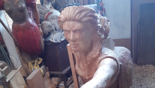 The new figurehead as a work in progress. Image: @simonthompson Image:The new figurehead as a work in progress. Image: @simonthompson