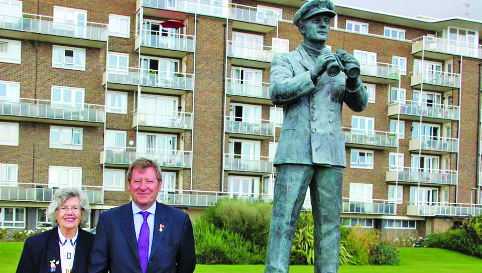 Jean and her son Ian Hunter at the Dover Merchant Navy war memorial for which Jean campaigned. Image:Jean and her son Ian Hunter at the Dover Merchant Navy war memorial for which Jean campaigned.
