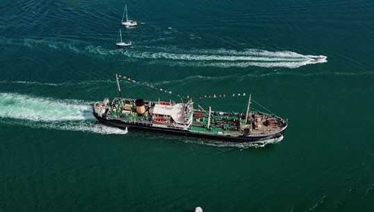 Southampton's heritage steamship, SS Shieldhall. Image: Droning On Image:Southampton's heritage steamship, SS Shieldhall. Image: Droning On