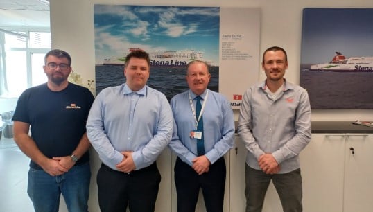 From left to right: liaison officers John Mallalue and Russell Marshall, Nautilus head of industrial Micky Smyth, and liaison officer Gareth Battersea. Image: Nautilus International Image:From left to right: liaison officers John Mallalue and Russell Marshall, Nautilus head of industrial Micky Smyth, and liaison officer Gareth Battersea. Image: Nautilus International