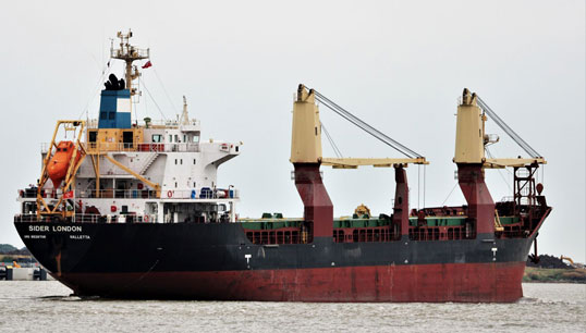 Carisbrooke vessel Sider London outbound from London. Image: Geoffrey Watson, Twitter Image:Carisbrooke vessel Sider London outbound from London. Image: Geoffrey Watson, Twitter