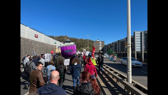 Protesters in Dover this afternoon marching against the P&O Ferries move to replace crew with workers from new crewing agency IFM. Image: Nautilus International Image:Protesters in Dover this afternoon marching against the P&O Ferries move to replace crew with workers from new crewing agency IFM. Image: Nautilus International