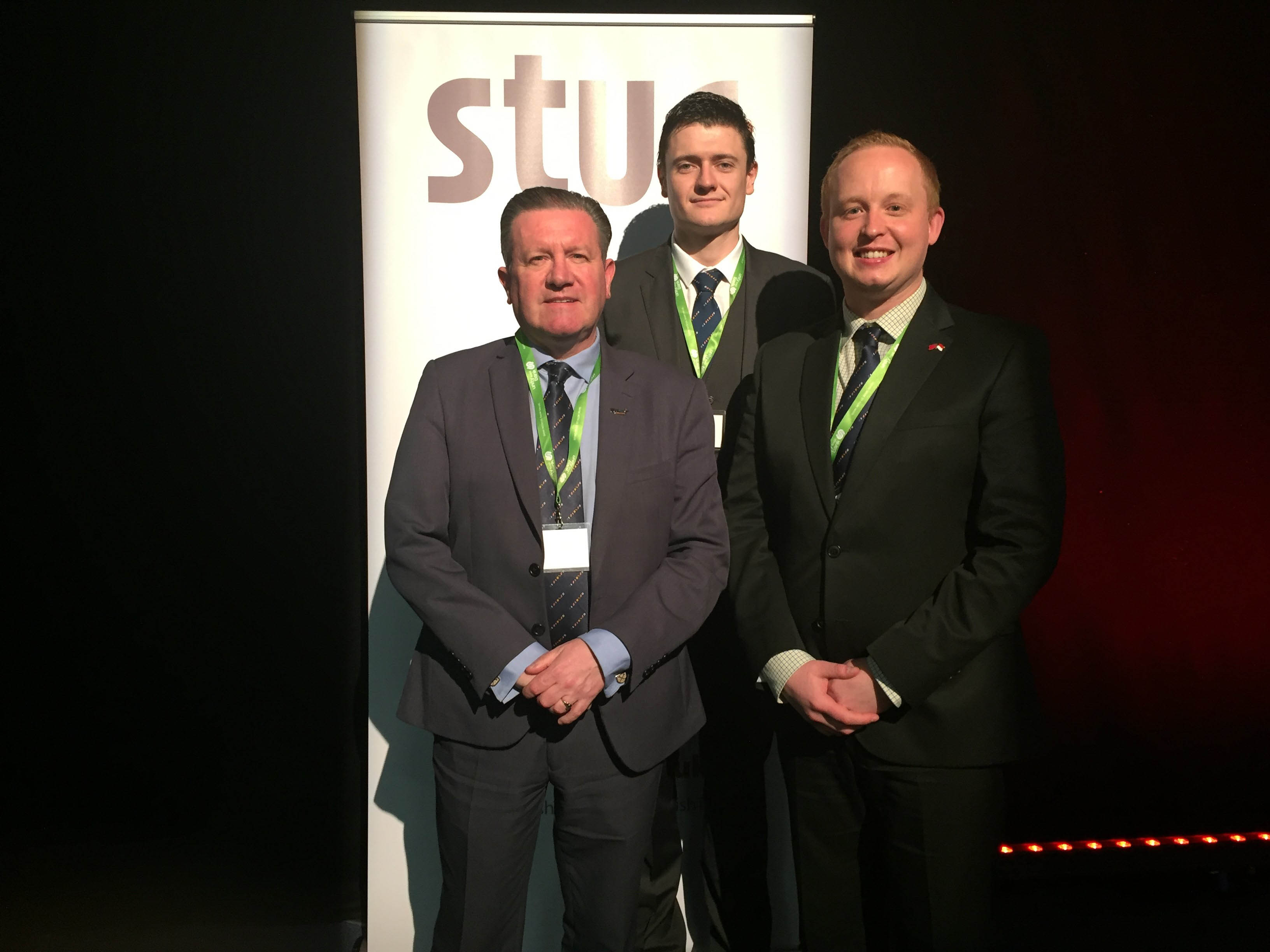 Nautilus officials attending the Scottish TUC conference 2018 (from left): national ferry organiser Micky Smyth; strategic organisers Martyn Gray, and Danny McGowan. Image:Nautilus officials attending the Scottish TUC conference 2018 (from left): national ferry organiser Micky Smyth; strategic organisers Martyn Gray, and Danny McGowan.