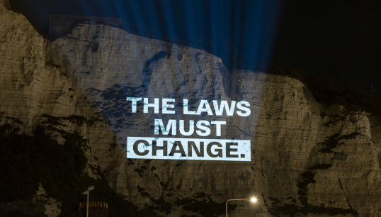 Unions shared a message of defiance across the white cliffs of Dover and P&O Ferries headquarters. Image: ITF / ETF / Nautilus International / RMT Image:Unions shared a message of defiance across the white cliffs of Dover and P&O Ferries headquarters. Image: ITF / ETF / Nautilus International / RMT