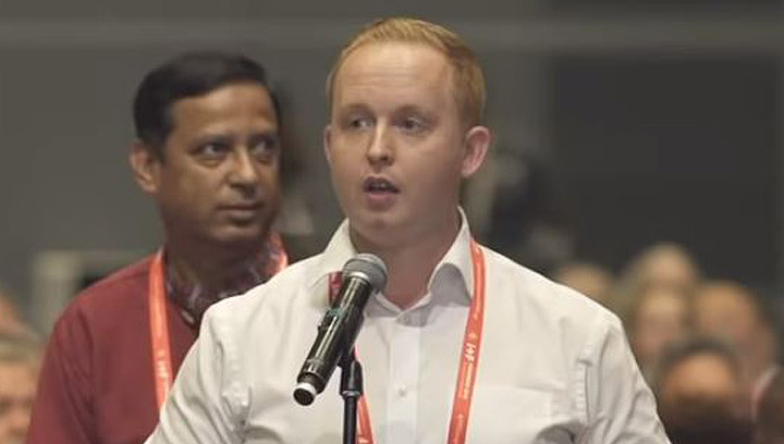 Nautilus international organiser Danny McGowan speaks to a diversity motion at the ITF conference in 2018. Image:Nautilus international organiser Danny McGowan speaks to a diversity motion at the ITF conference in 2018.