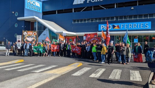 Protestors gathered in Hull yesterday, as well as cities across the UK, to demand that the government put pressure on P&O Ferries to restore the jobs of the seafarers that it laid off without consultation or notice. Image: Nautilus International Image:Protestors gathered in Hull yesterday, as well as cities across the UK, to demand that the government put pressure on P&O Ferries to restore the jobs of the seafarers that it laid off without consultation or notice. Image: Nautilus International