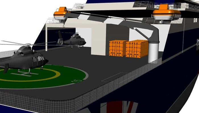 The proposed relief vessel would have capacity for up to 6,000 tonnes of vehicles and aid supplies. Image: Britannia Maritime Aid Image:The proposed relief vessel would have capacity for up to 6,000 tonnes of vehicles and aid supplies. Image: Britannia Maritime Aid