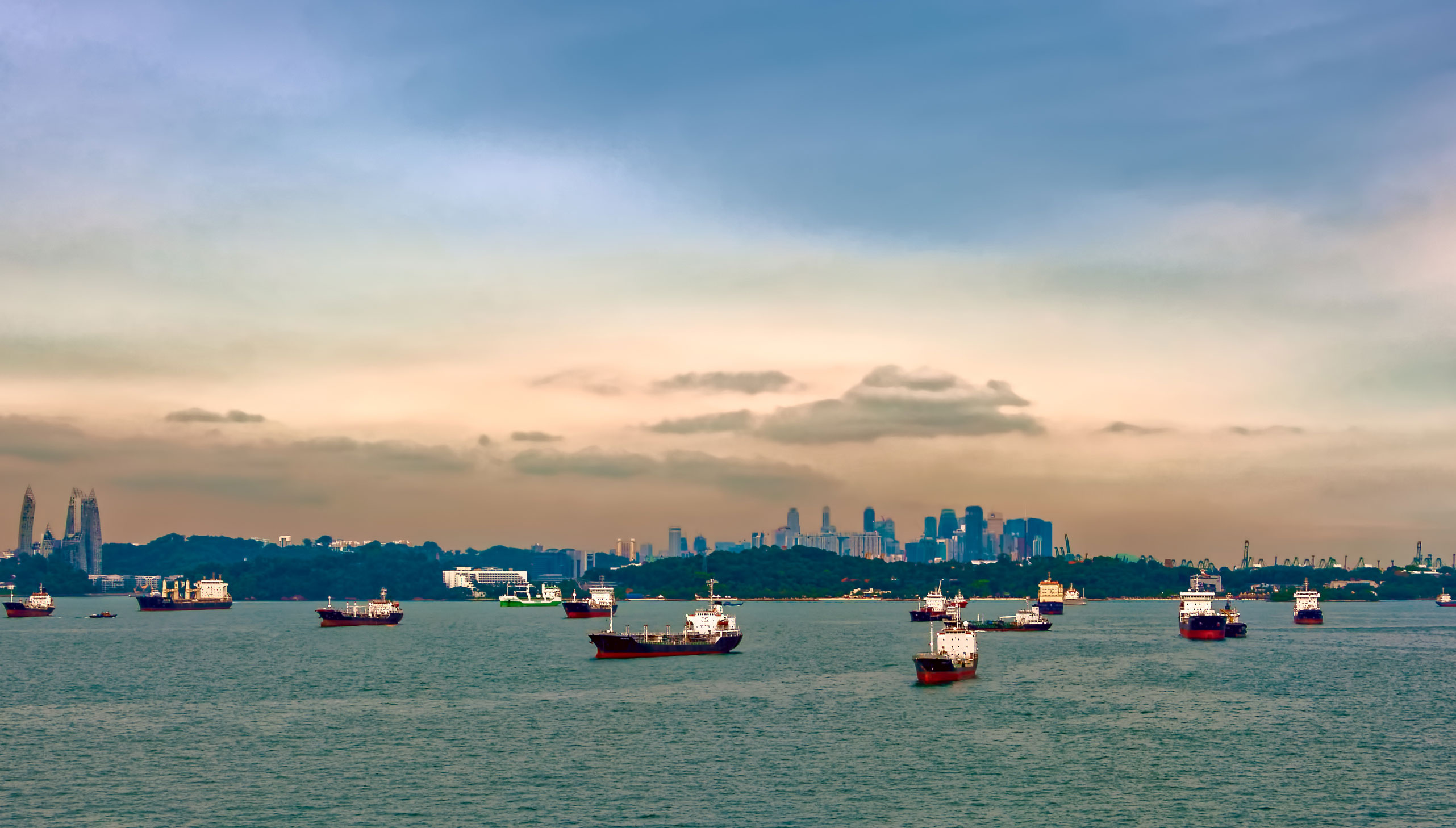 Cargo ships waiting to enter the Port of Singapore. Image: Getty Images Image:Cargo ships waiting to enter the Port of Singapore. Image: Getty Images