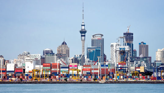New construction work underway on the Port of Auckland, the largest commercial port in New Zealand. Image: Getty Images, February 2020. Image:New construction work underway on the Port of Auckland, the largest commercial port in New Zealand. Image: Getty Images, February 2020.