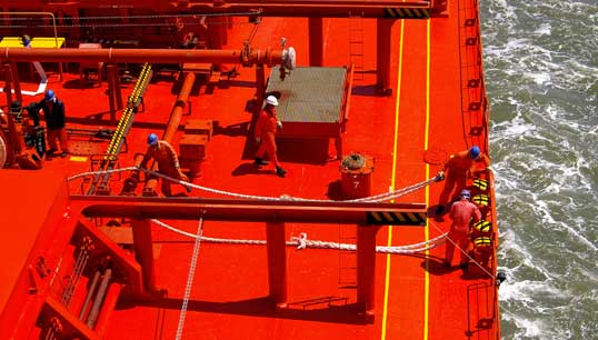 Crew preparing to moor. Image: Getty Images Image:Crew preparing to moor. Image: Getty Images