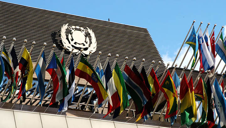 Member state flags flying at IMO headquarters in London. Image:Member state flags flying at IMO headquarters in London.