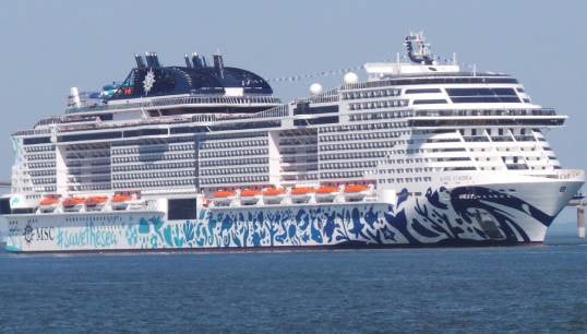Image:Nautilus plays an active role in the ITF Cruise Ship Task Force to raise cruise sector member concerns. Image: Wikimedia Commons/MSC Euribia in 2023