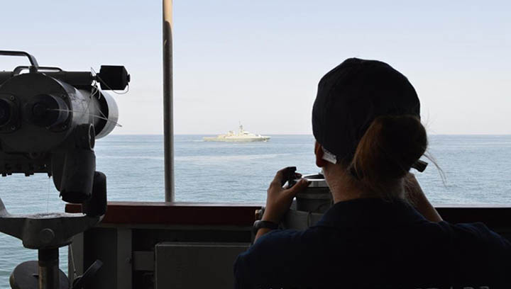 On patrol: a security exercise at sea. Image:On patrol: a security exercise at sea.