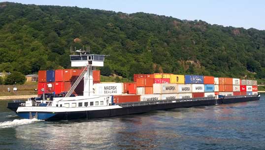 Barges such as this one on the River Rhine in Germany will in future have their crewing regulated by Europe-wide legislation. Image: Partonez/Wikimedia Commons Image:Barges such as this one on the River Rhine in Germany will in future have their crewing regulated by Europe-wide legislation. Image: Partonez/Wikimedia Commons