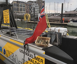 Image: USV Sea-Kit Maxlimer with its 5kg of oyster cargo Image: USV Sea-Kit Maxlimer with its 5kg of oyster cargo