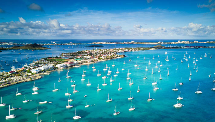The marina of Marigot Bay in Saint Martin, Caribbean. Image:The marina of Marigot Bay in Saint Martin, Caribbean.