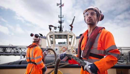 Tugboat crew at work. Image: Monty Rakusen/Getty Images Image:Tugboat crew at work. Image: Monty Rakusen/Getty Images