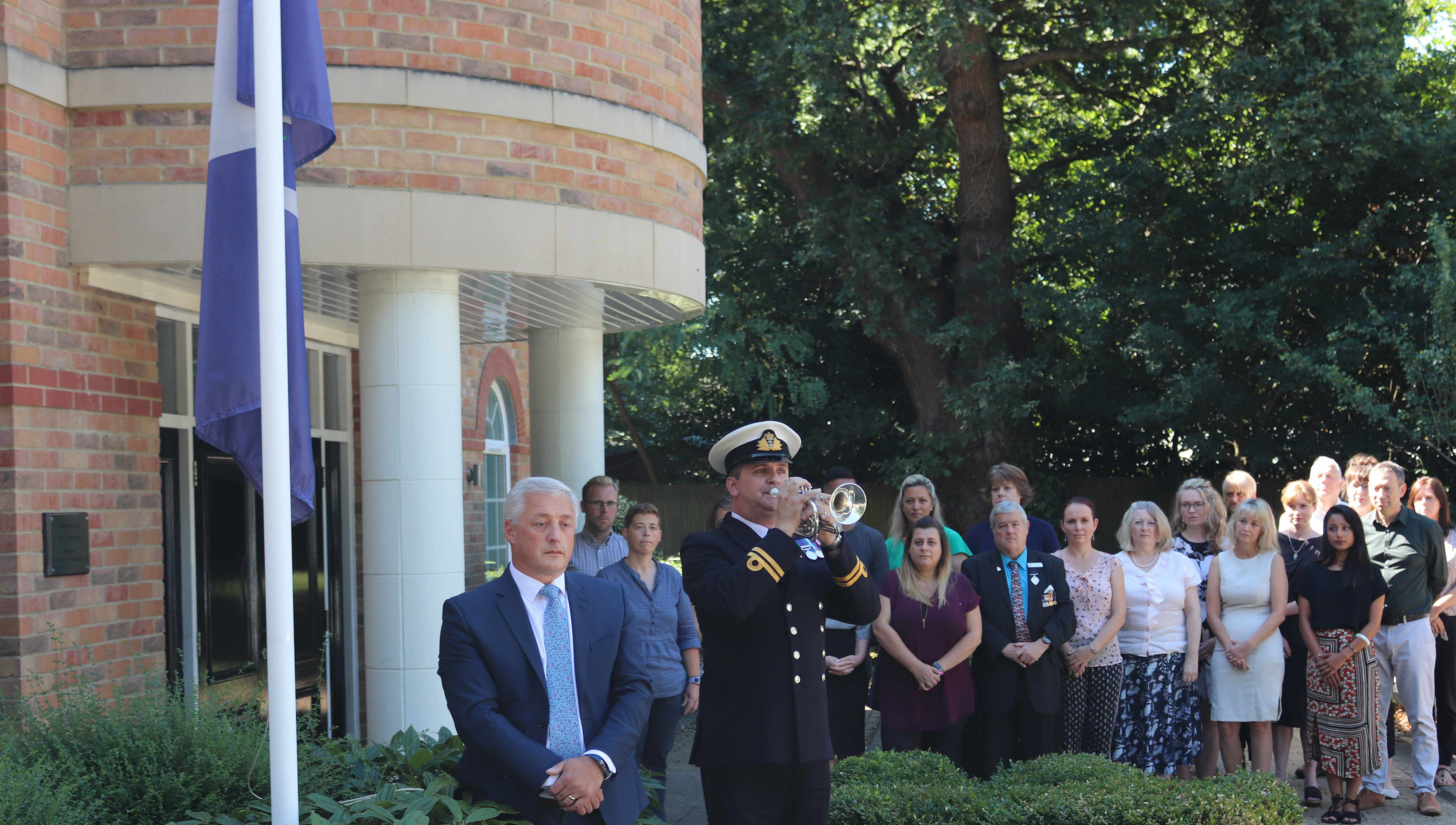 Sailors' Society Southampton office flies its flag at half-mast in honour of Warilda. Image:Sailors' Society Southampton office flies its flag at half-mast in honour of Warilda.