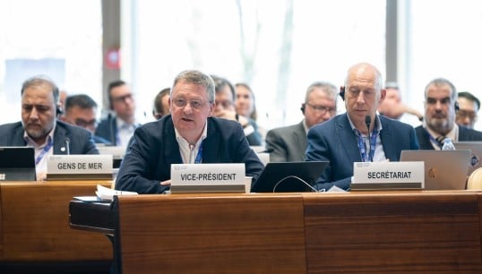 Nautilus general secretary Mark Dickinson (centre) acted as spokesman for the seafarers’ group at the MLC amendment negotiations in Geneva. Image: ILO Image:Nautilus general secretary Mark Dickinson (centre) acted as spokesman for the seafarers’ group at the MLC amendment negotiations in Geneva. Image: ILO