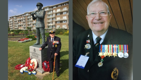 Don Hunter (right) and at the Dover Merchant Navy memorial Image:Don Hunter (right) and at the Dover Merchant Navy memorial
