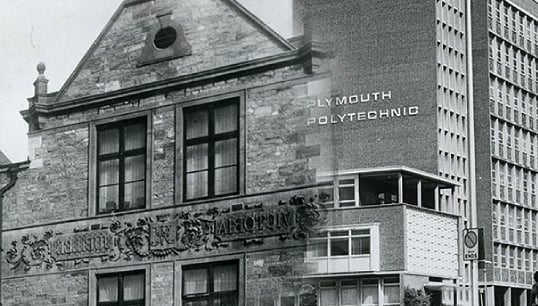 Composite picture of the old Plymouth School of Navigation and the school's next incarnation as Plymouth Polytechnic. Image: University of Plymouth Image:Composite picture of the old Plymouth School of Navigation and the school's next incarnation as Plymouth Polytechnic. Image: University of Plymouth