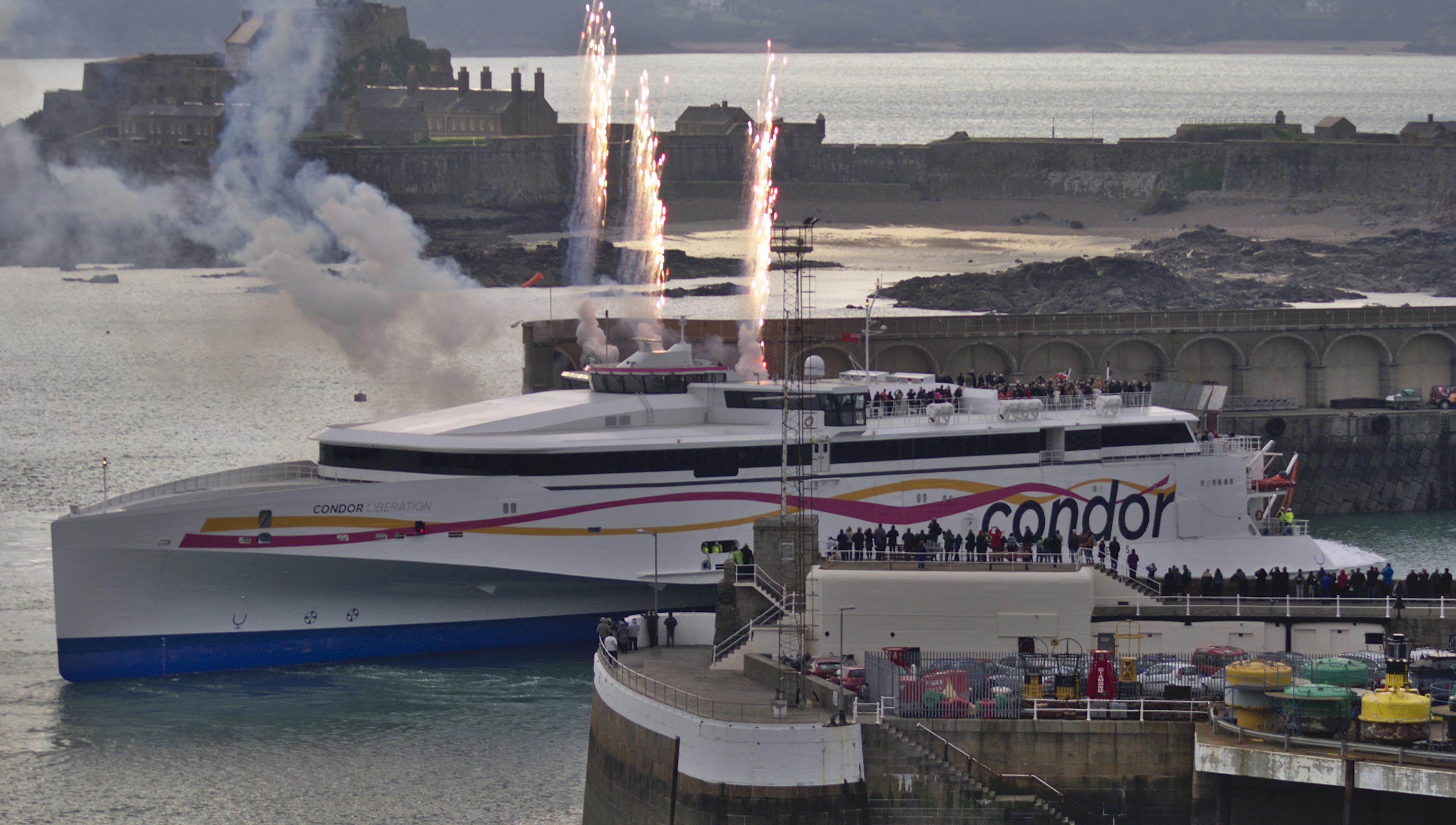 One of the high-speed passenger and car carrying fleet Condor Liberation which sails to the Channel Islands. Image: Tom Brossman captures the vessel entering St Helier Harbour in Jersey, Wikimedia Commons Image:One of the high-speed passenger and car carrying fleet Condor Liberation which sails to the Channel Islands. Image: Tom Brossman captures the vessel entering St Helier Harbour in Jersey, Wikimedia Commons
