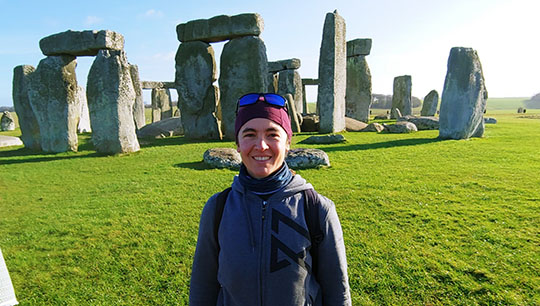 Nic Gardner at Stonehenge pre-Covid: she used the pandemic and lockdown to retrain. Image:Nic Gardner at Stonehenge pre-Covid: she used the pandemic and lockdown to retrain.