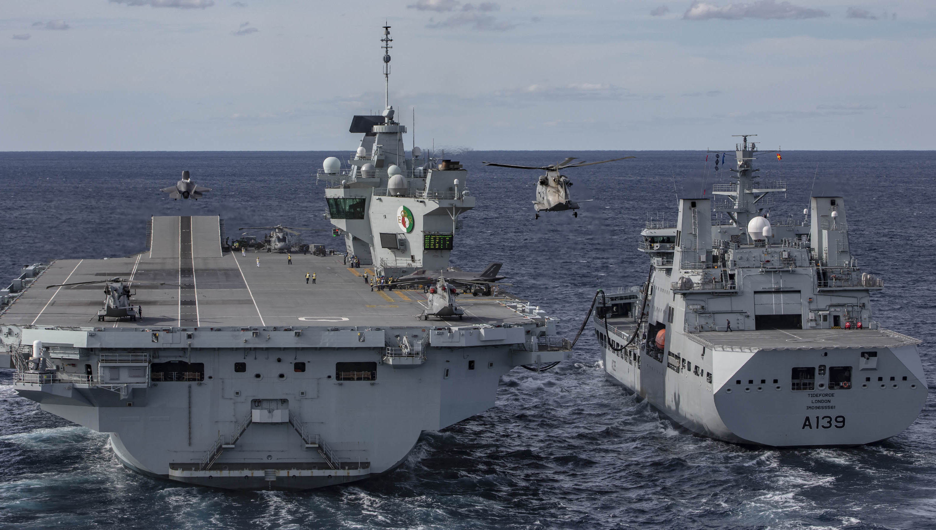 RFA Tideforce during the Carrier Strike Group exercise. Images: RFA Image:RFA Tideforce during the Carrier Strike Group exercise. Images: RFA