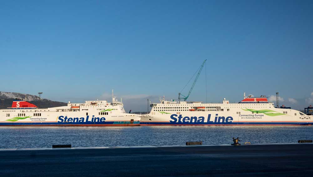 Stena Edda (right) which can accommodate up to 1000 passengers and 120 cars alongside the Stena Lagan in Belfast Harbour,Northern Ireland. Image: stock picture Brian Morrison Image:Stena Edda (right) which can accommodate up to 1000 passengers and 120 cars alongside the Stena Lagan in Belfast Harbour,Northern Ireland. Image: stock picture Brian Morrison