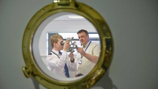 A cadet being trained in traditional celestial navigational using a sextant. Image: Getty Images Image:A cadet being trained in traditional celestial navigational using a sextant. Image: Getty Images
