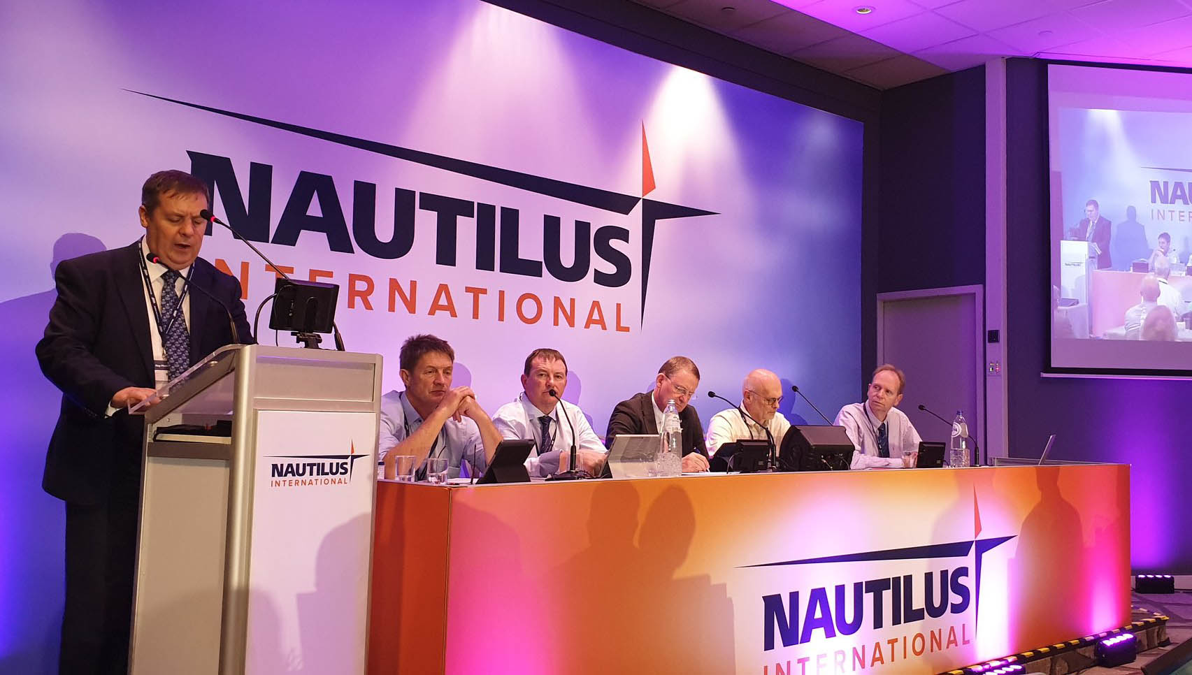 International Chamber of Shipping secretary general Guy Platten speaking to the 2019 Nautilus General Meeting in Rotterdam Image:International Chamber of Shipping secretary general Guy Platten speaking to the 2019 Nautilus General Meeting in Rotterdam