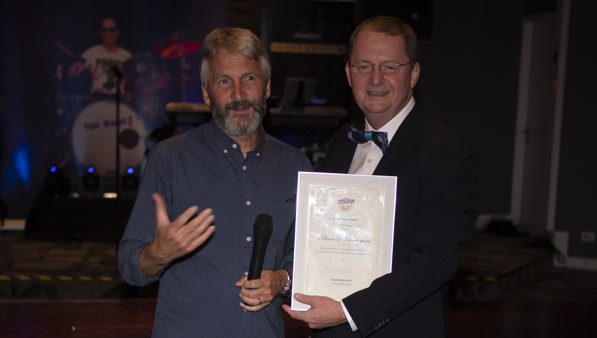 Andrew Linington received one of the Union's top honours for his dedication to campaigning and journalism on behalf of merchant seafarers Image:Andrew Linington received one of the Union's top honours for his dedication to campaigning and journalism on behalf of merchant seafarers