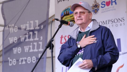 Mark Dickinson speaking at the Tolpuddle Festival. Image: Jess Hurd Image:Mark Dickinson speaking at the Tolpuddle Festival. Image: Jess Hurd