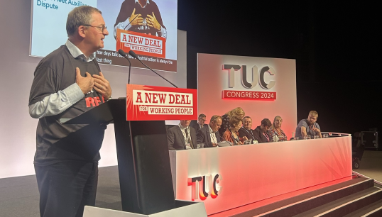 Mr Dickinson speaking at TUC Congress 2024, as he becomes the first seafarer representative to hold the role of TUC president since 1958. Image: Nautilus International Image:Mr Dickinson speaking at TUC Congress 2024, as he becomes the first seafarer representative to hold the role of TUC president since 1958. Image: Nautilus International