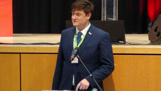 Nautilus executive officer Martyn Gray presented two of three unanimously approved motions at STUC 2022. Image: Nautilus International Image:Nautilus executive officer Martyn Gray presented two of three unanimously approved motions at STUC 2022. Image: Nautilus International