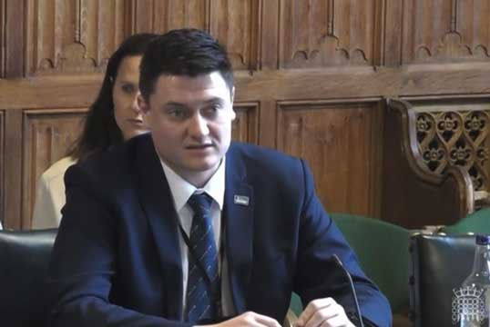 Nautilus executive officer Martyn Gray giving evidence at the UK Transport Select Committee. Image: Parliamanent Live TV Image:Nautilus executive officer Martyn Gray giving evidence at the UK Transport Select Committee. Image: Parliamanent Live TV