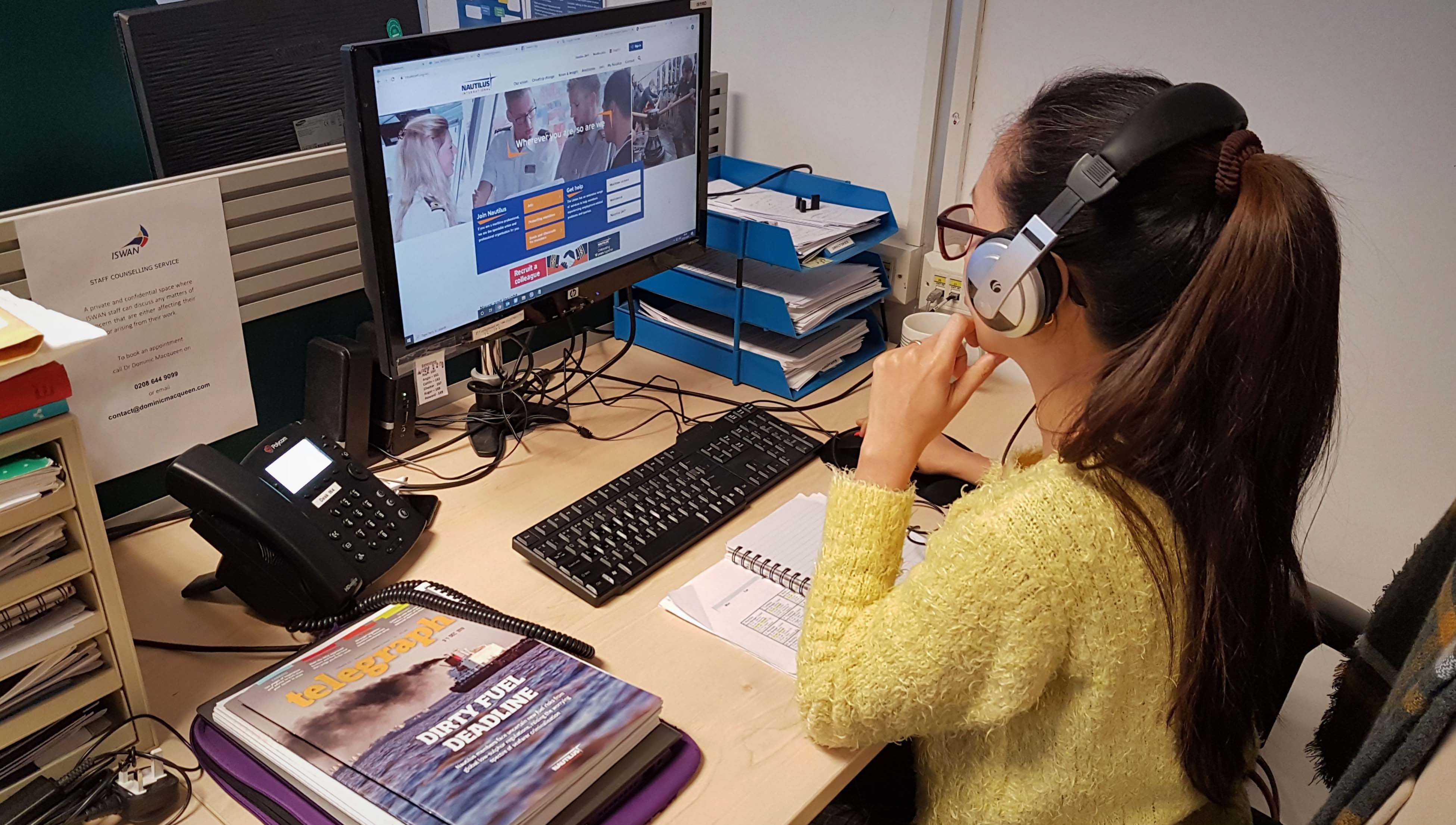 Nautilus 24/7 helpline staff at work. Image:Nautilus 24/7 helpline staff at work.