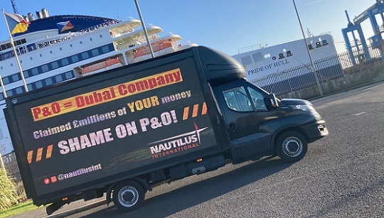 The Union joined protests across the UK against P&O Ferries after the company laid off 800 workers. Credit: Nautilus International Image:The Union joined protests across the UK against P&O Ferries after the company laid off 800 workers. Credit: Nautilus International