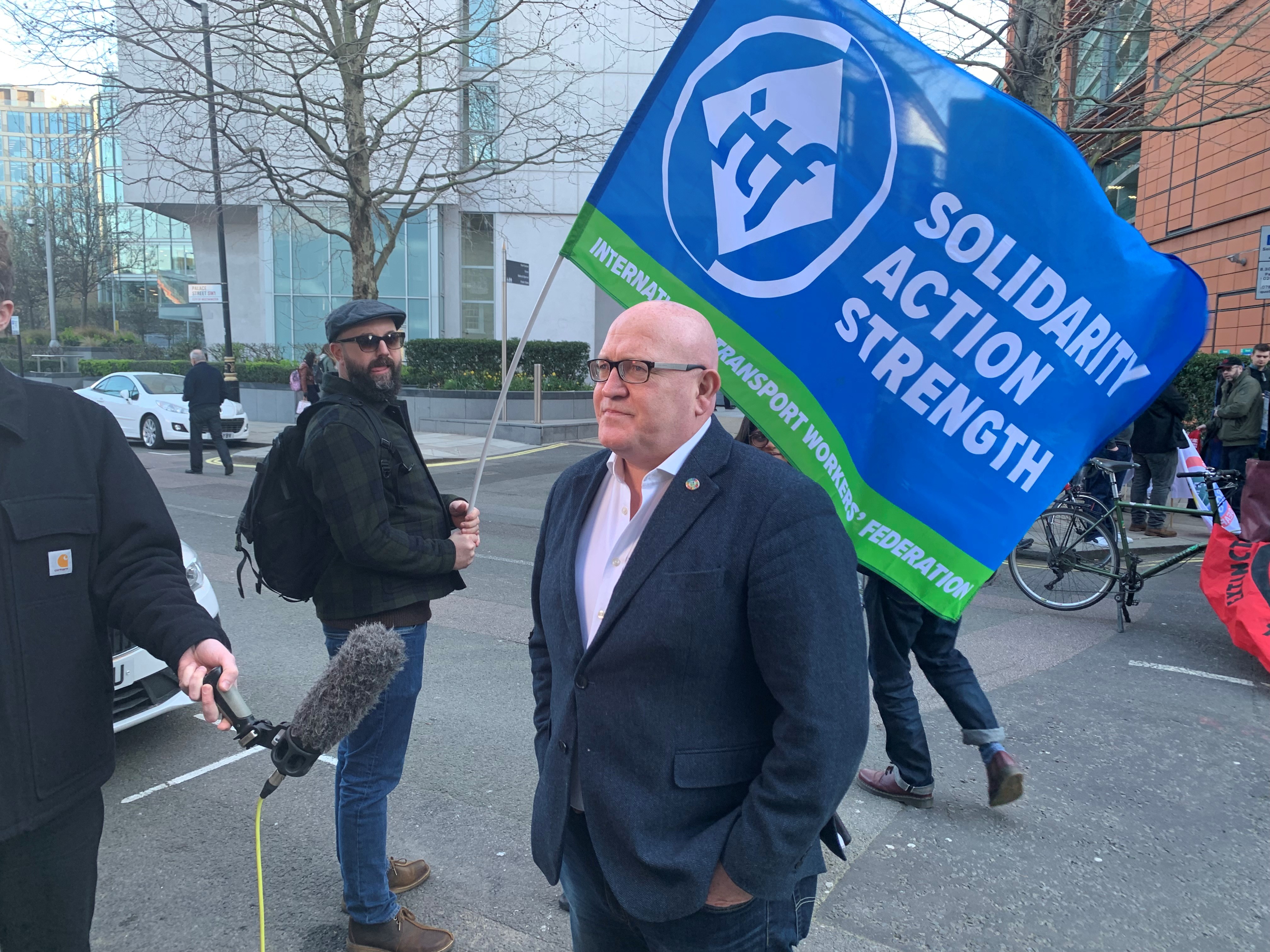ITF general secretary Stephen Cotton during a UK protest. Image: Nautilus International
Image:ITF general secretary Stephen Cotton during a UK protest. Image: Nautilus International