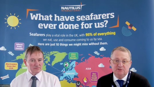 Iain MacKenzie, chair of the Nautilus UK National Committee, and Nautilus general secretary Mark Dickinson hosting the 2024 UK Branch Conference. Image: Nautilus International Image:Iain MacKenzie, chair of the Nautilus UK National Committee, and Nautilus general secretary Mark Dickinson hosting the 2024 UK Branch Conference. Image: Nautilus International