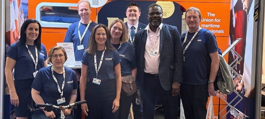 Nautilus International officals at the Union's 'ship's cabin' exhibition, stand 61, at the Brighton TUC Congress 2025. It showcased the urgent need to strengthen workplace protections for maritime professionals. Attendees were invited to see what it’s like to live and work onboard a deep sea vessel. Visitors could experience a real-life safety drill – by donning our fire safety suit with the aim of quickly getting out of our cabin. Video screens also showcased our Nautilus TV YouTube channel. Image:Nautilus International officals at the Union's 'ship's cabin' exhibition, stand 61, at the Brighton TUC Congress 2025. It showcased the urgent need to strengthen workplace protections for maritime professionals. Attendees were invited to see what it’s like to live and work onboard a deep sea vessel. Visitors could experience a real-life safety drill – by donning our fire safety suit with the aim of quickly getting out of our cabin. Video screens also showcased our Nautilus TV YouTube channel.