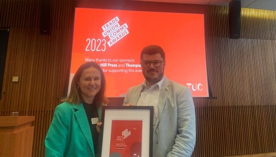 Nautilus communications and campaigns director Helen Kelly and communications and campaigns organiser Robert Murtagh receiving the commendation. Image: Nautilus International Image:Nautilus communications and campaigns director Helen Kelly and communications and campaigns organiser Robert Murtagh receiving the commendation. Image: Nautilus International